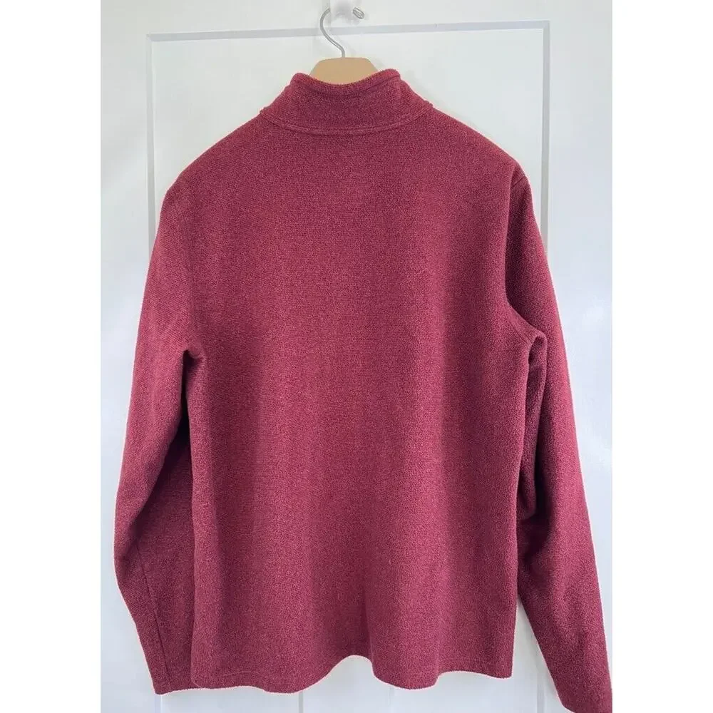 L.L. Bean Trail Fleece Jacket Men's LARGE Red Marled Half Zip Pullover Pocket